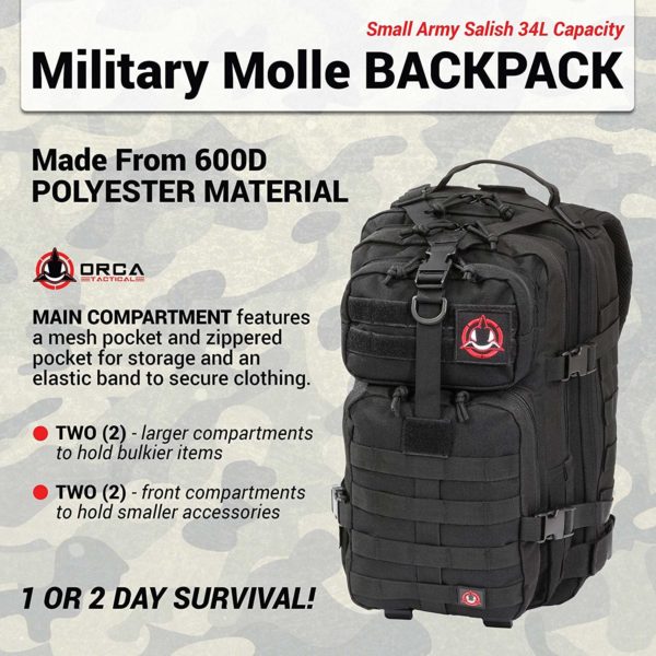 34L Small Tactical Army Survival Backpack