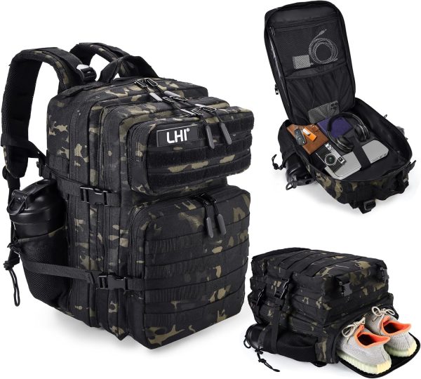 45L Tactical Backpack with Shoe Compartment – Black CP