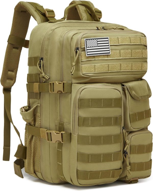 45L Waterproof Tactical Backpack with Laptop Sleeve – Khaki