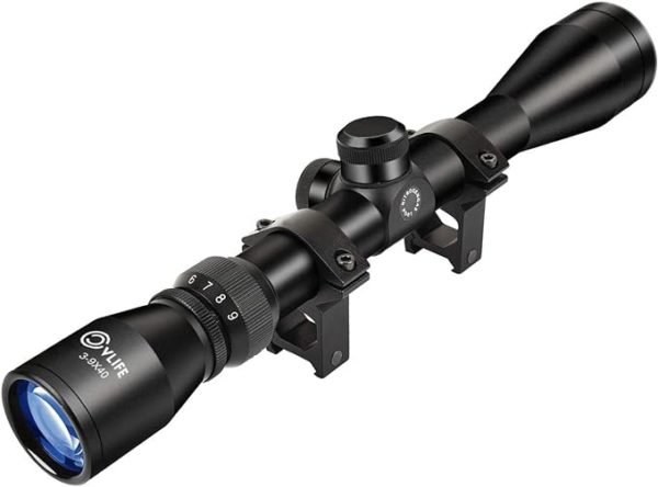 CVLIFE 3-9x40 Optics Rifle Scope - Precision Crosshair Reticle with Included Mounts