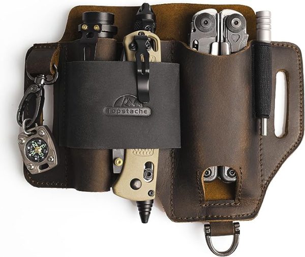 Topstache Leather Belt Pouch - Stylish Organizer for EDC Tools