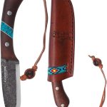 Blue River Fixed Blade Knife – 1095 Carbon Steel, Walnut Handle with Turquoise