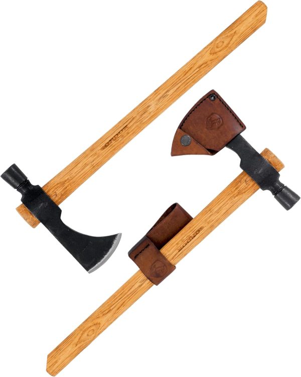 Indian Hammer Poll Tomahawk – 1060 High-Carbon Steel, Hickory Handle, Leather