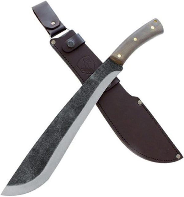 Jungolo Machete – 1075 Carbon Steel, Walnut Handle, Leather Sheath