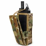 Camouflage Military Pocket Interphone Bag holding a handheld radio