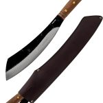 Mini Duku Machete – 10.5in 1075 Carbon Steel, Walnut Handle, Leather Sheath