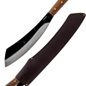 Mini Duku Machete – 10.5in 1075 Carbon Steel, Walnut Handle, Leather Sheath