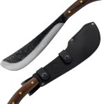 Pack Golok – 11in 1075 High Carbon Steel, Walnut Handle, Leather Sheath