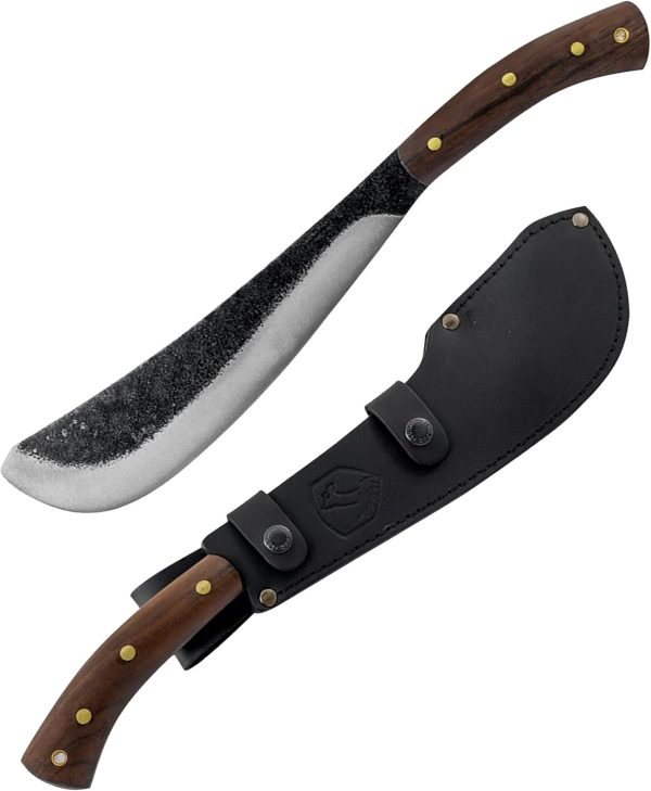 Pack Golok – 11in 1075 High Carbon Steel, Walnut Handle, Leather Sheath