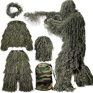 MOPHOTO 5 in 1 Ghillie Suit, 3D Camouflage Hunting Apparel Including Jacket,...
