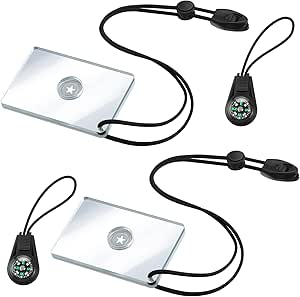 2 Pieces Signal Mirror Survival Camping Mirror 2 x 3 Inch Emergency...