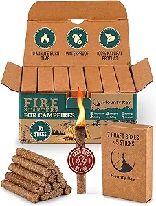 35 pcs Fire Starters for Campfires - Natural Fire Starters Sticks - Water...