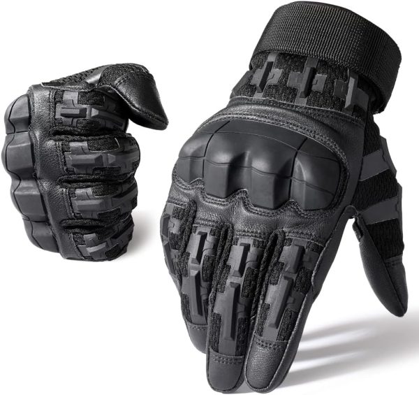 Tactical Gloves – Faux Leather, Touchscreen Compatible, Full Finger